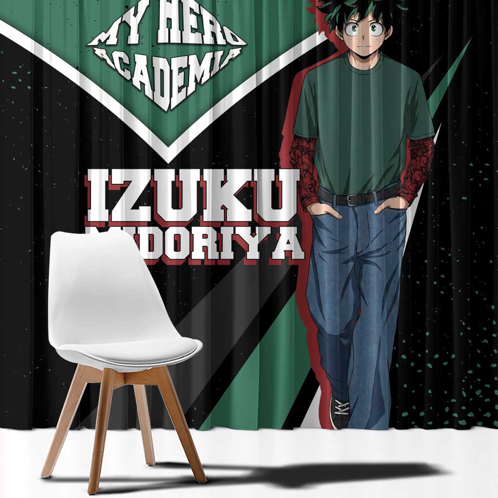 Izuku Midoriya My Hero Academia Window Curtain Anime Grunge Splatter Graphic Style