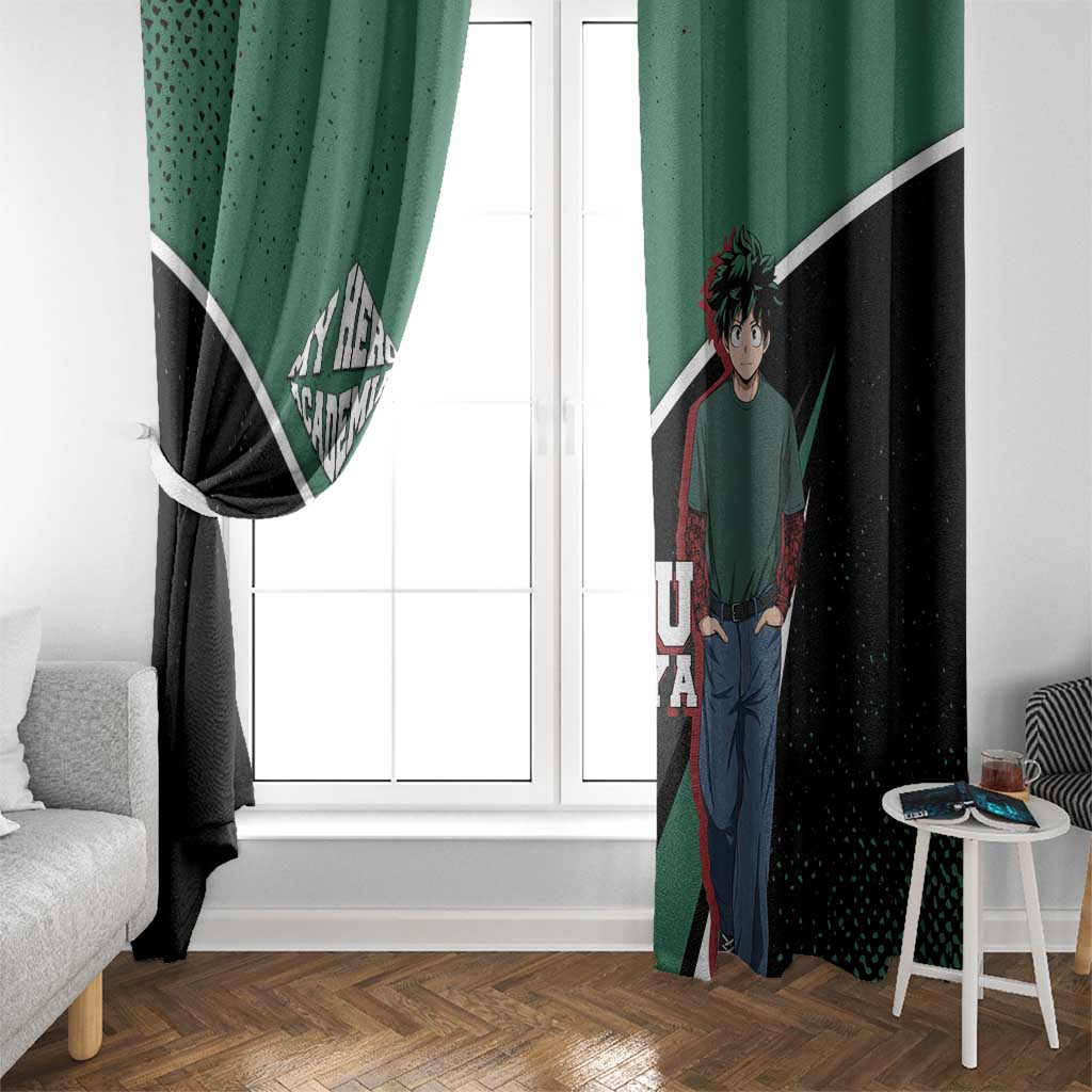 Izuku Midoriya My Hero Academia Window Curtain Anime Grunge Splatter Graphic Style