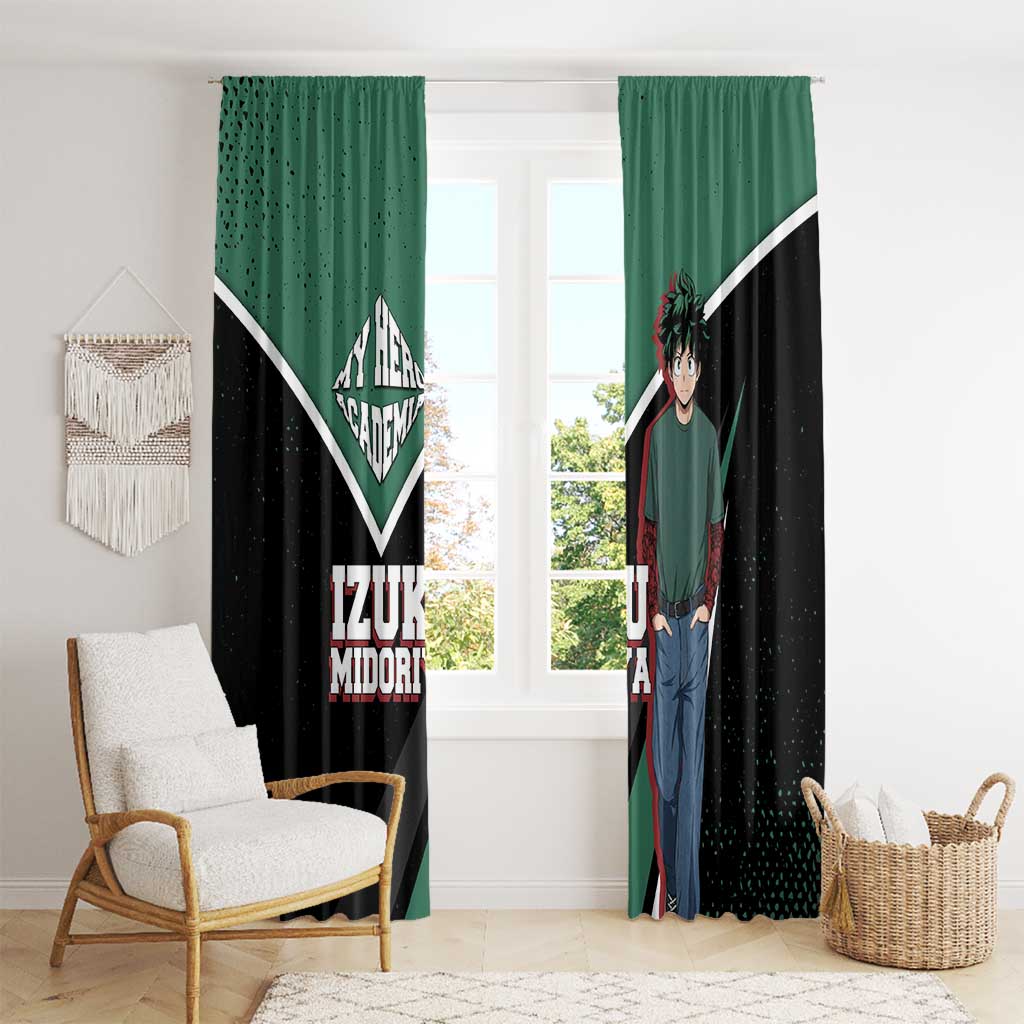 Izuku Midoriya My Hero Academia Window Curtain Anime Grunge Splatter Graphic Style