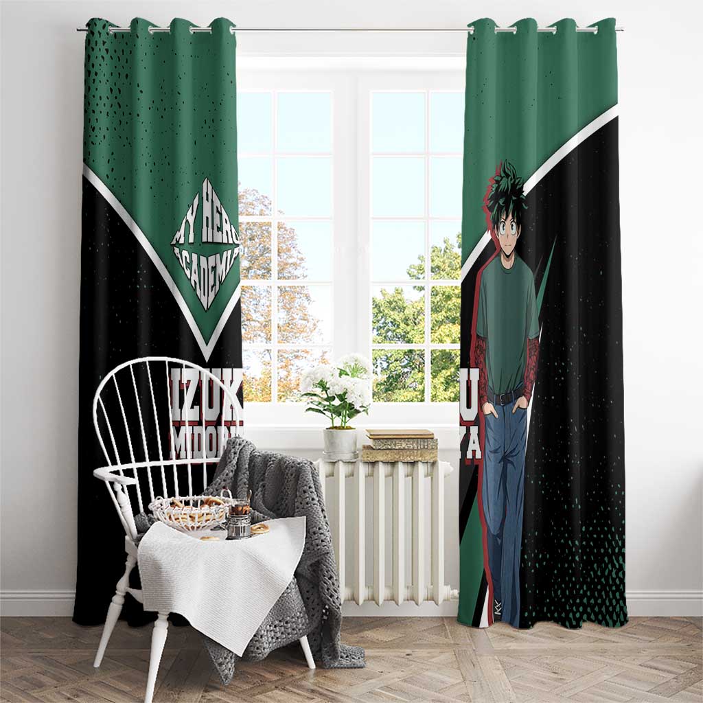 Izuku Midoriya My Hero Academia Window Curtain Anime Grunge Splatter Graphic Style