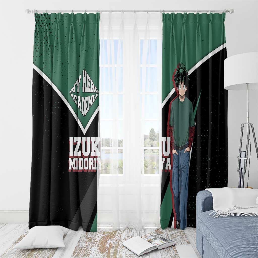 Izuku Midoriya My Hero Academia Window Curtain Anime Grunge Splatter Graphic Style