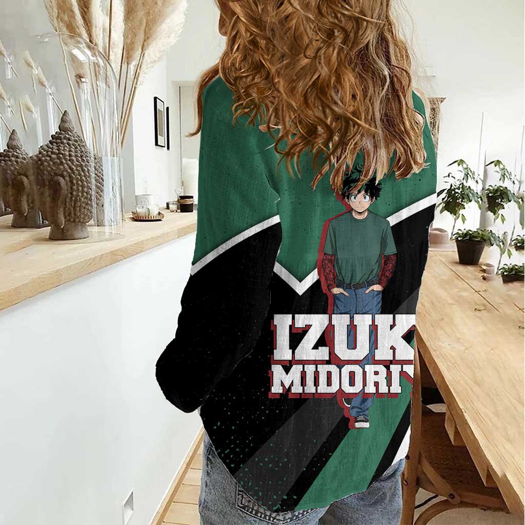 Izuku Midoriya My Hero Academia Women Casual Shirt Anime Grunge Splatter Graphic Style