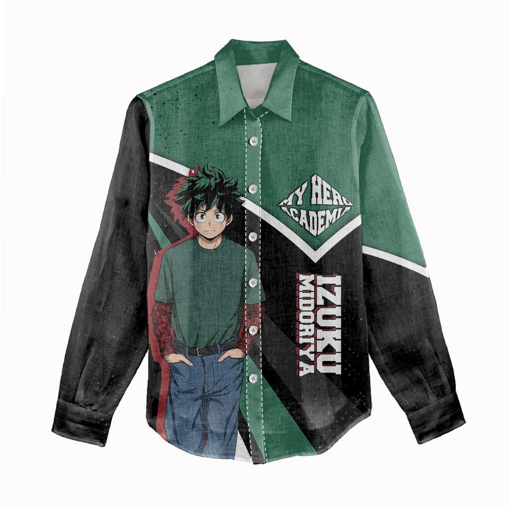 Izuku Midoriya My Hero Academia Women Casual Shirt Anime Grunge Splatter Graphic Style