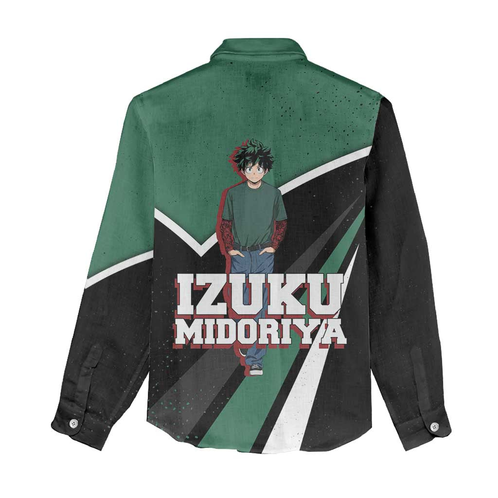 Izuku Midoriya My Hero Academia Women Casual Shirt Anime Grunge Splatter Graphic Style