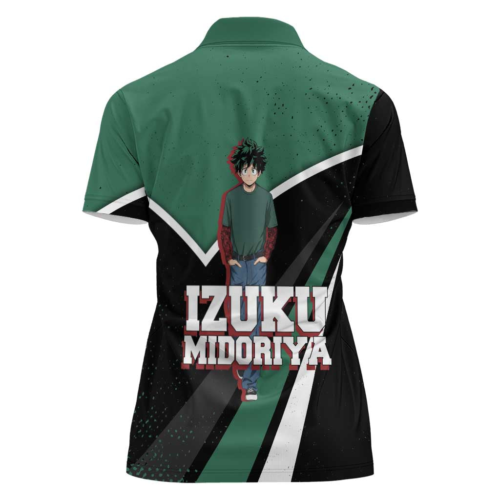 Izuku Midoriya My Hero Academia Women Polo Shirt Anime Grunge Splatter Graphic Style