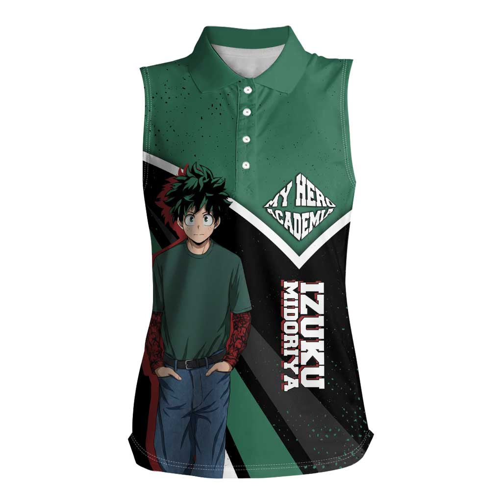 Izuku Midoriya My Hero Academia Women Sleeveless Polo Shirt Anime Grunge Splatter Graphic Style