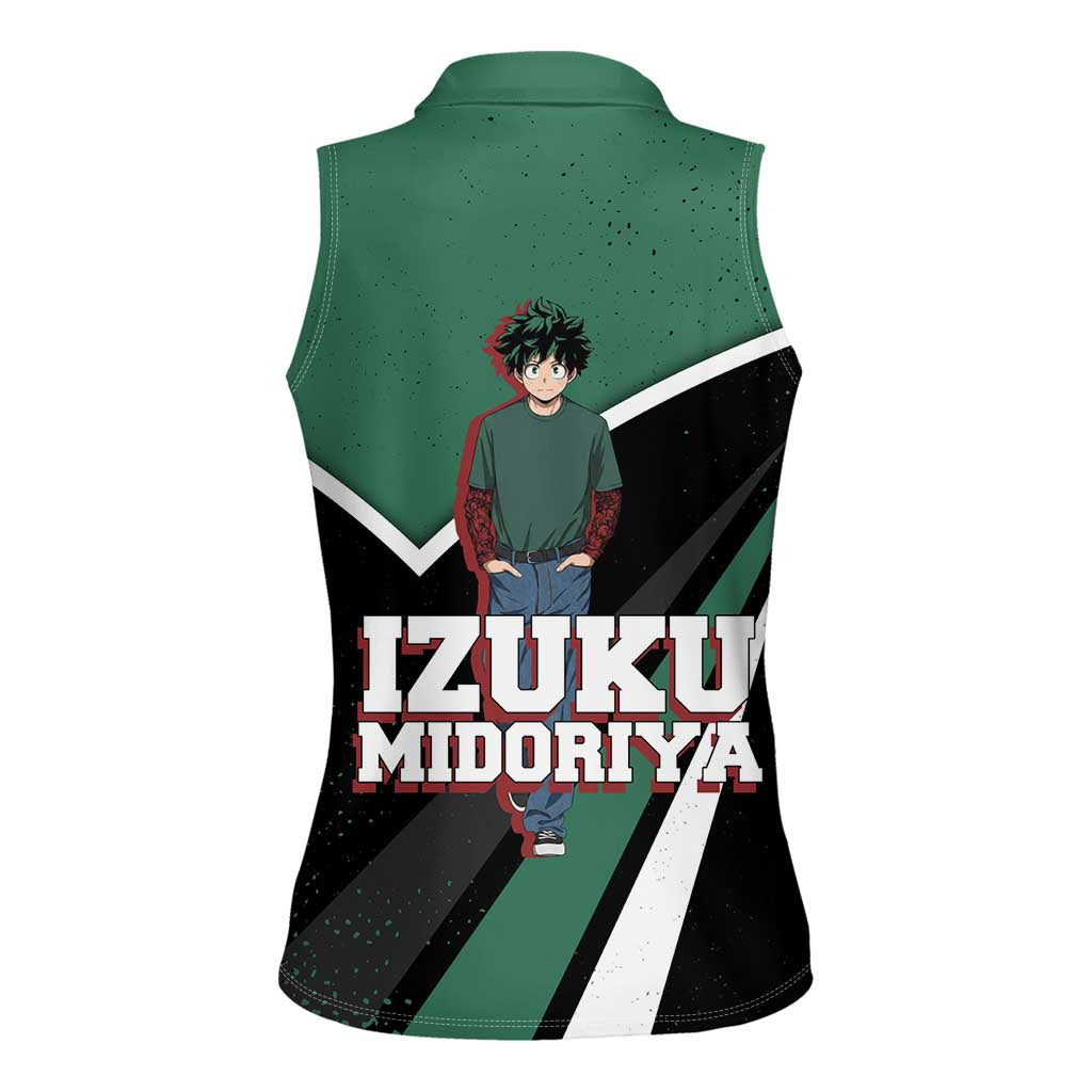 Izuku Midoriya My Hero Academia Women Sleeveless Polo Shirt Anime Grunge Splatter Graphic Style