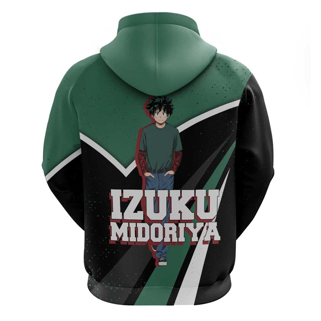 Izuku Midoriya My Hero Academia Zip Hoodie Anime Grunge Splatter Graphic Style
