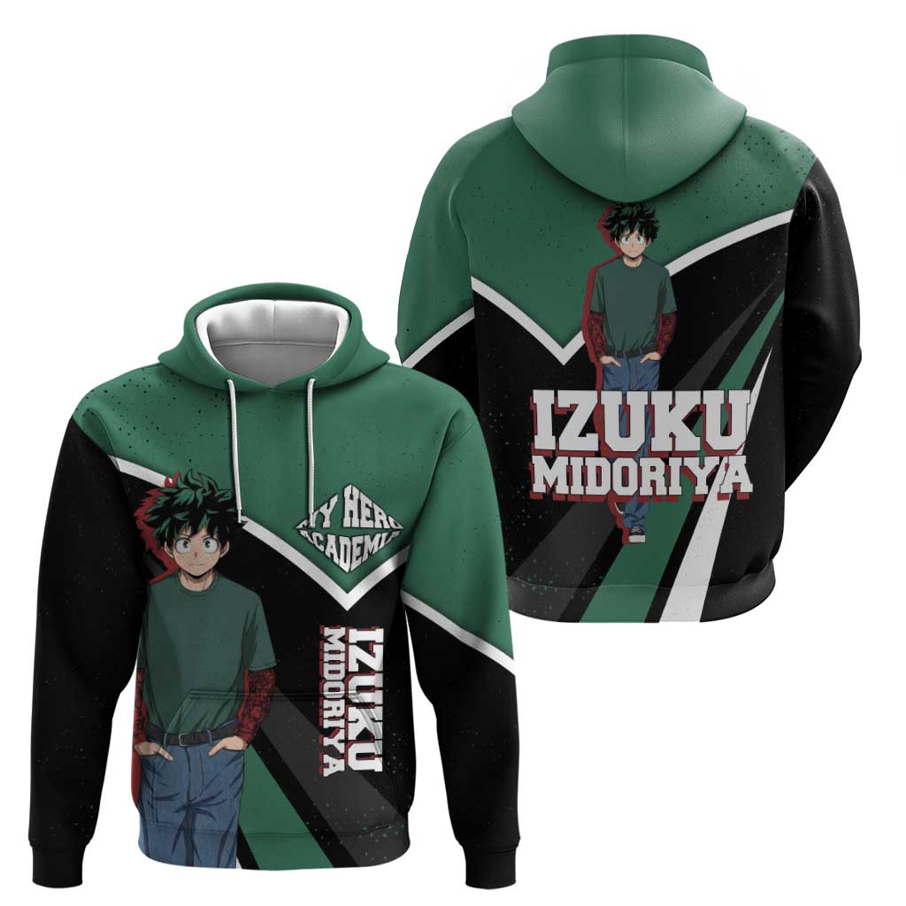 Izuku Midoriya My Hero Academia Zip Hoodie Anime Grunge Splatter Graphic Style
