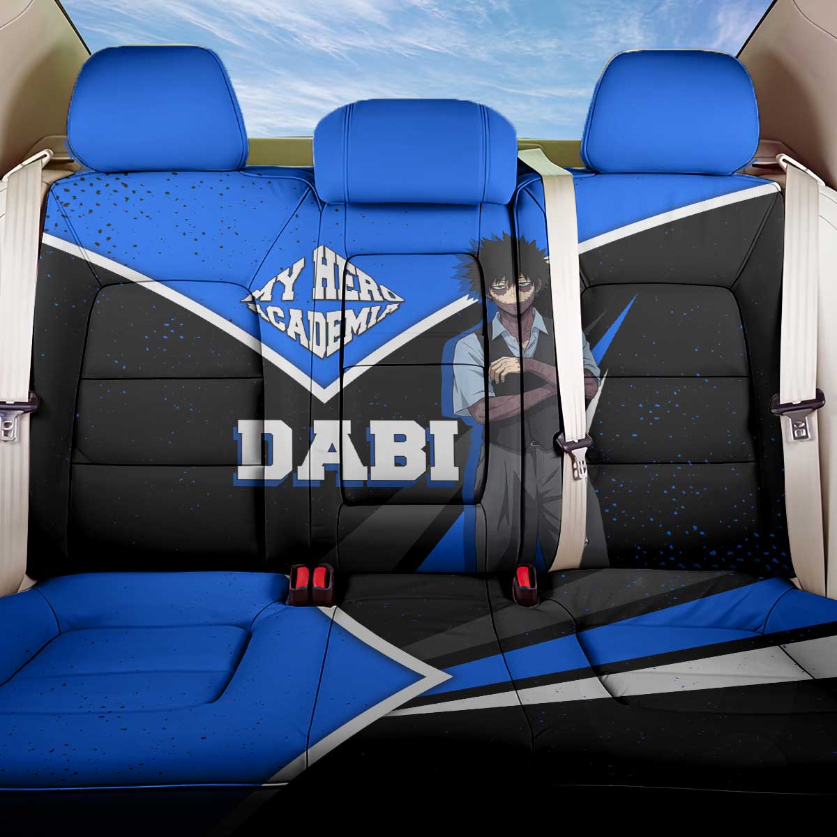 Dabi My Hero Academia Back Car Seat Cover Anime Grunge Splatter Graphic Style