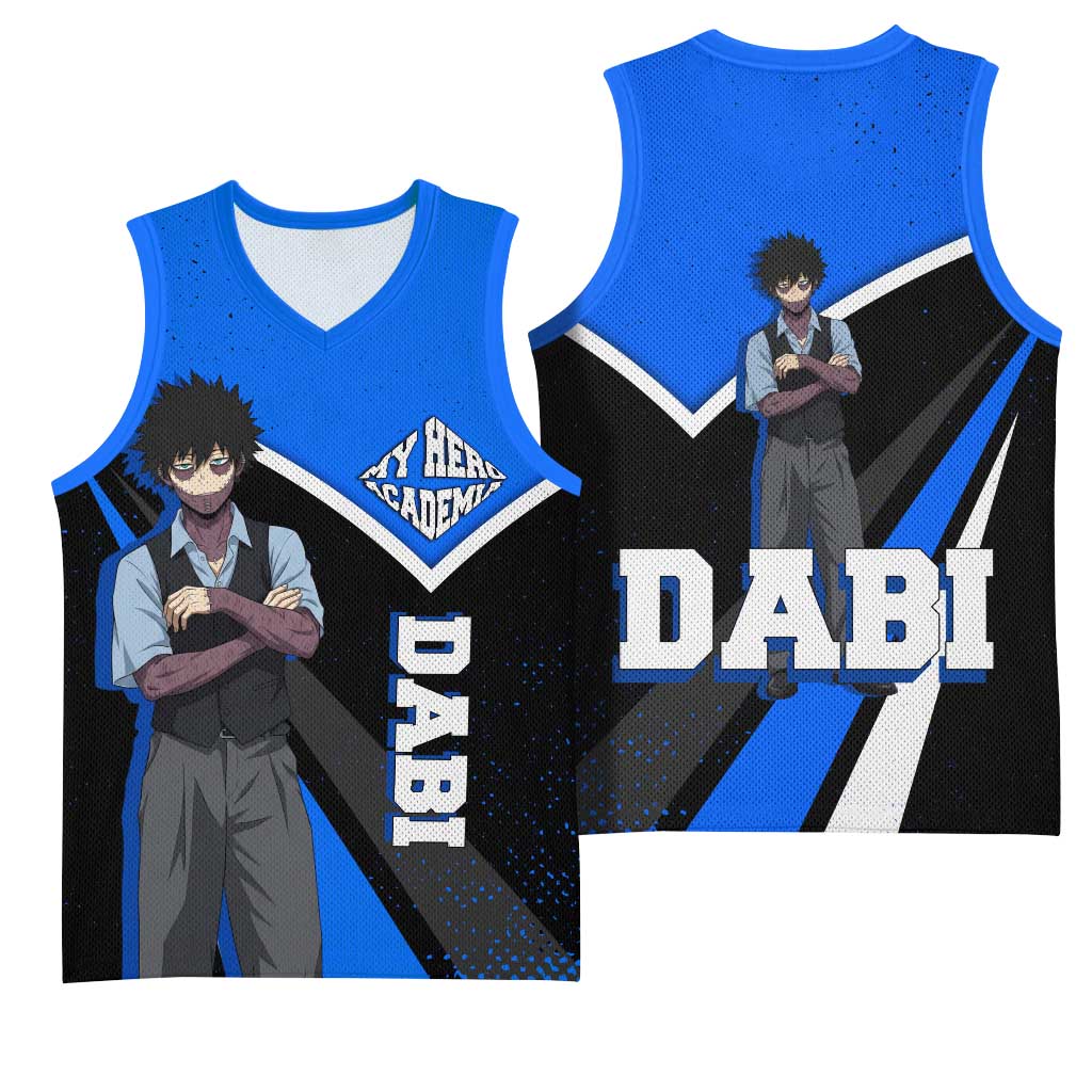 Dabi My Hero Academia Basketball Jersey Anime Grunge Splatter Graphic Style