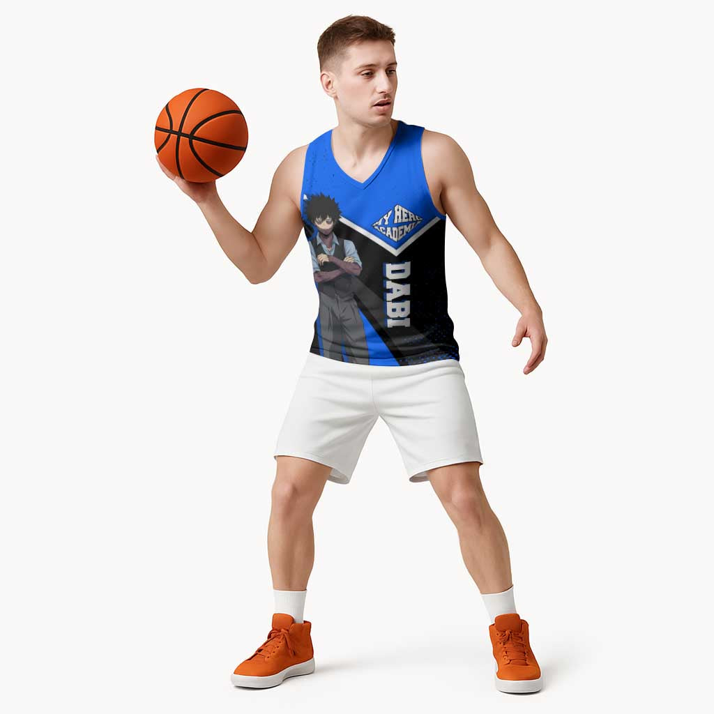 Dabi My Hero Academia Basketball Jersey Anime Grunge Splatter Graphic Style