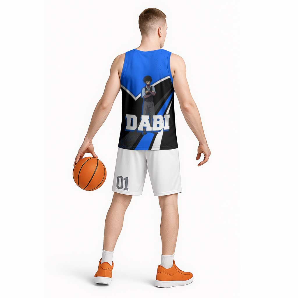 Dabi My Hero Academia Basketball Jersey Anime Grunge Splatter Graphic Style