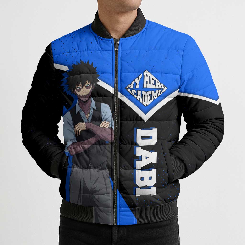 Dabi My Hero Academia Bomber Puffer Jacket Anime Grunge Splatter Graphic Style