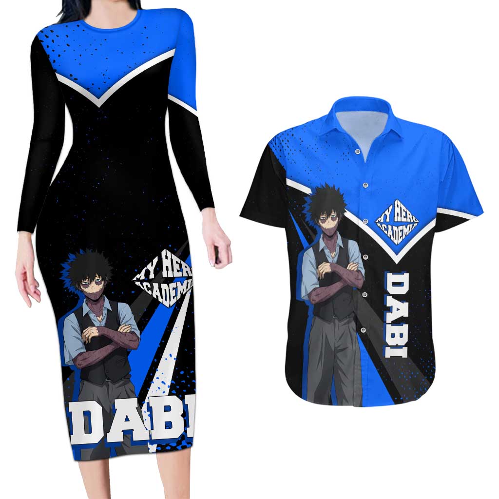 Dabi My Hero Academia Couples Matching Long Sleeve Bodycon Dress and Hawaiian Shirt Anime Grunge Splatter Graphic Style