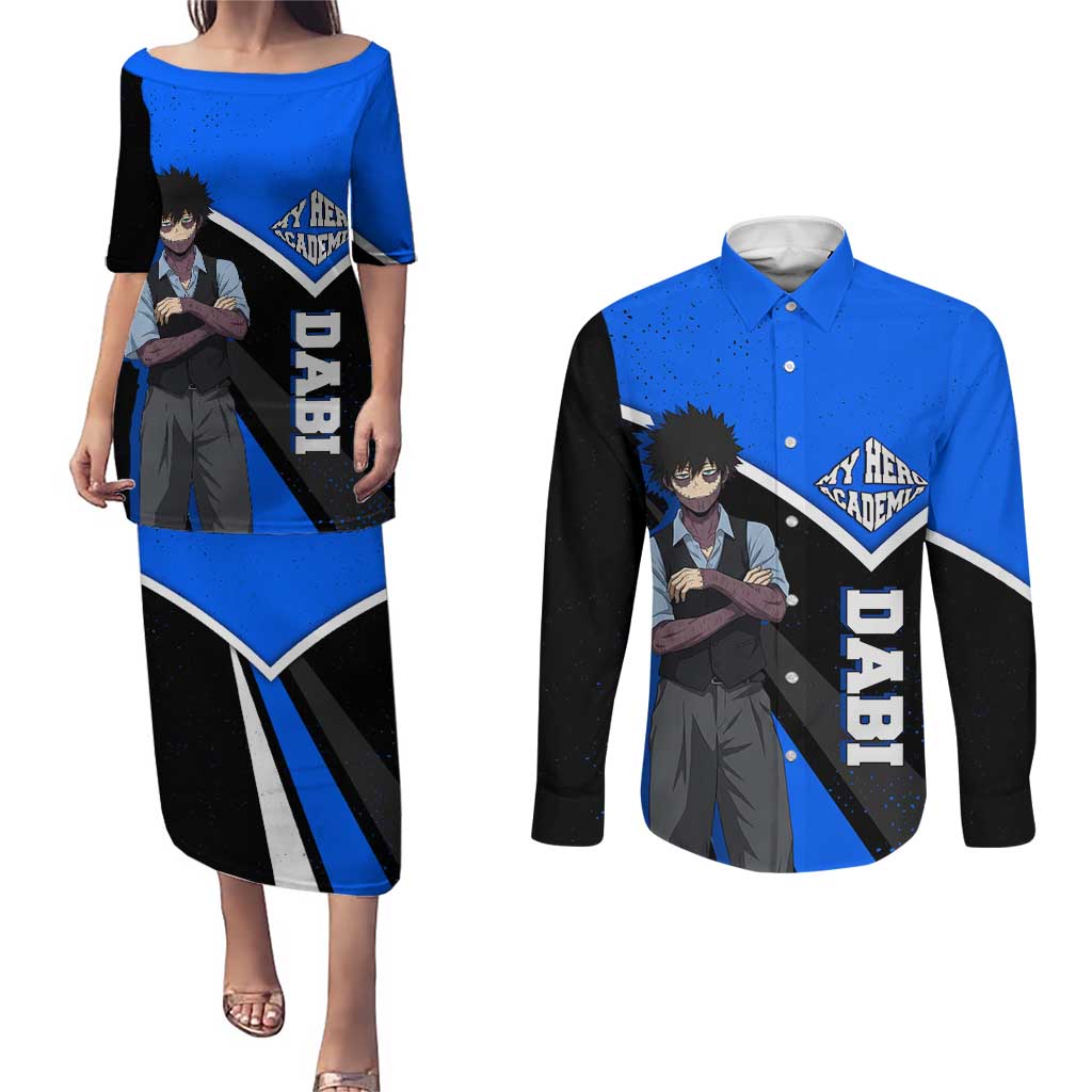 Dabi My Hero Academia Couples Matching Puletasi and Long Sleeve Button Shirt Anime Grunge Splatter Graphic Style