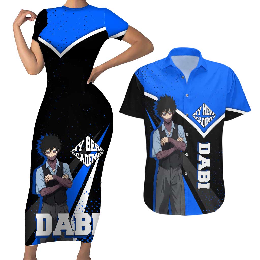 Dabi My Hero Academia Couples Matching Short Sleeve Bodycon Dress and Hawaiian Shirt Anime Grunge Splatter Graphic Style