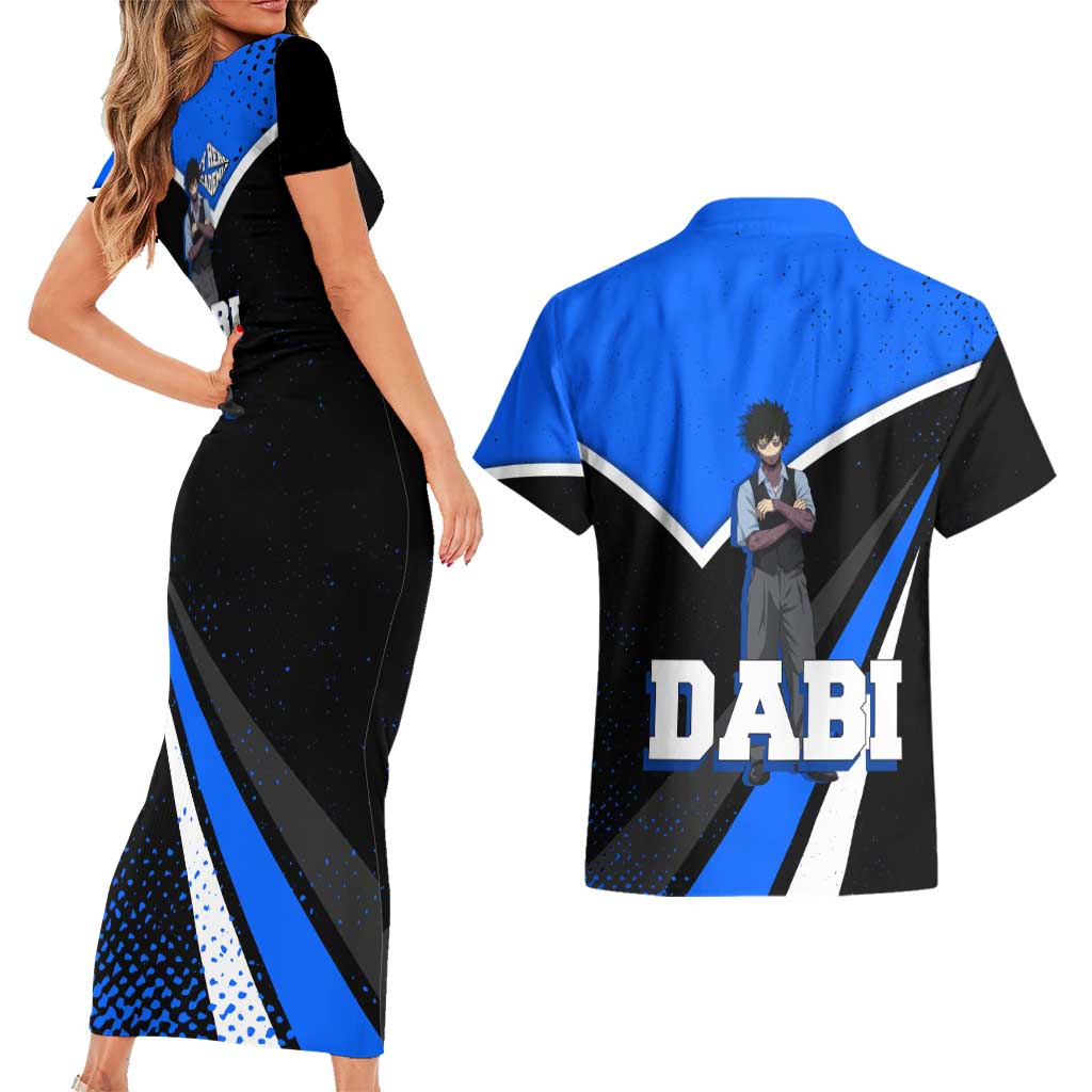 Dabi My Hero Academia Couples Matching Short Sleeve Bodycon Dress and Hawaiian Shirt Anime Grunge Splatter Graphic Style