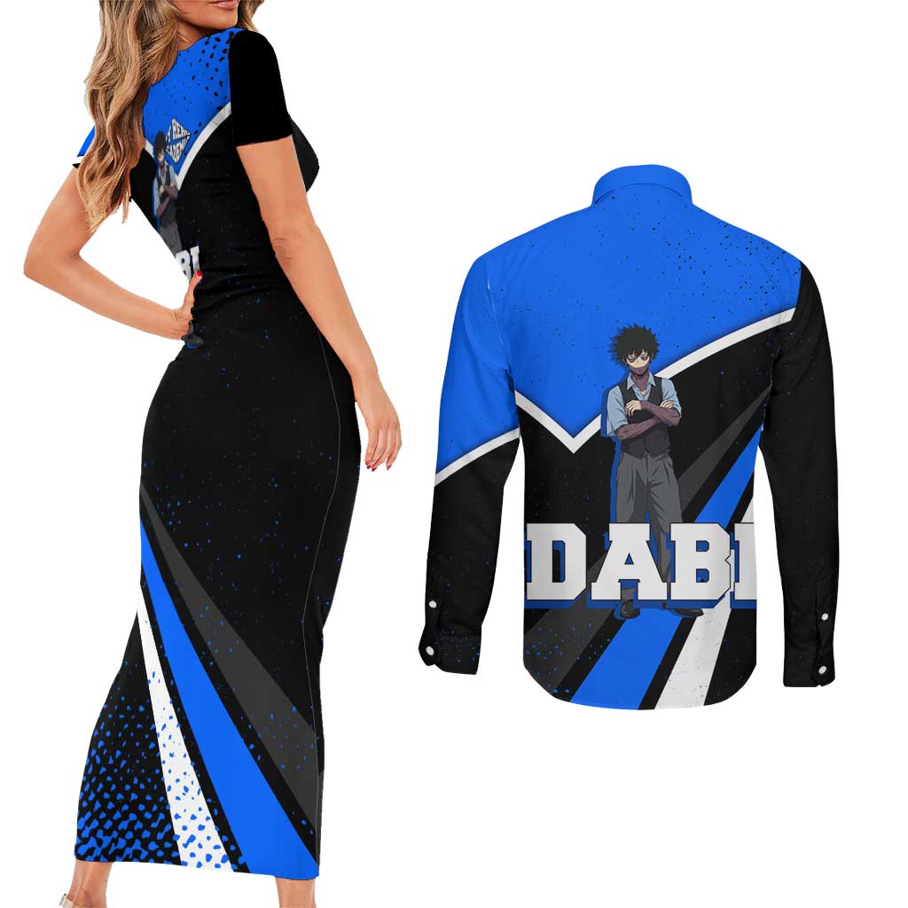 Dabi My Hero Academia Couples Matching Short Sleeve Bodycon Dress and Long Sleeve Button Shirt Anime Grunge Splatter Graphic Style