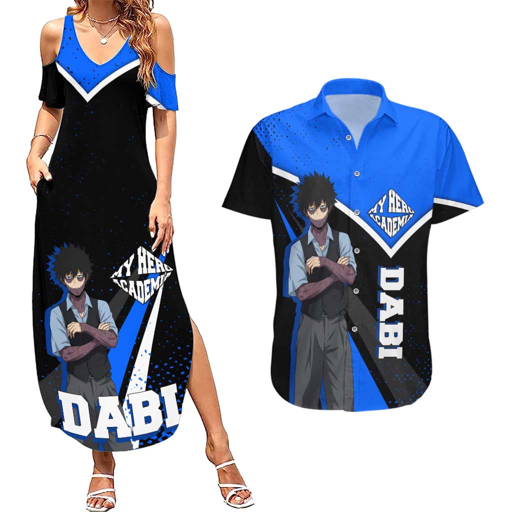 Dabi My Hero Academia Couples Matching Summer Maxi Dress and Hawaiian Shirt Anime Grunge Splatter Graphic Style