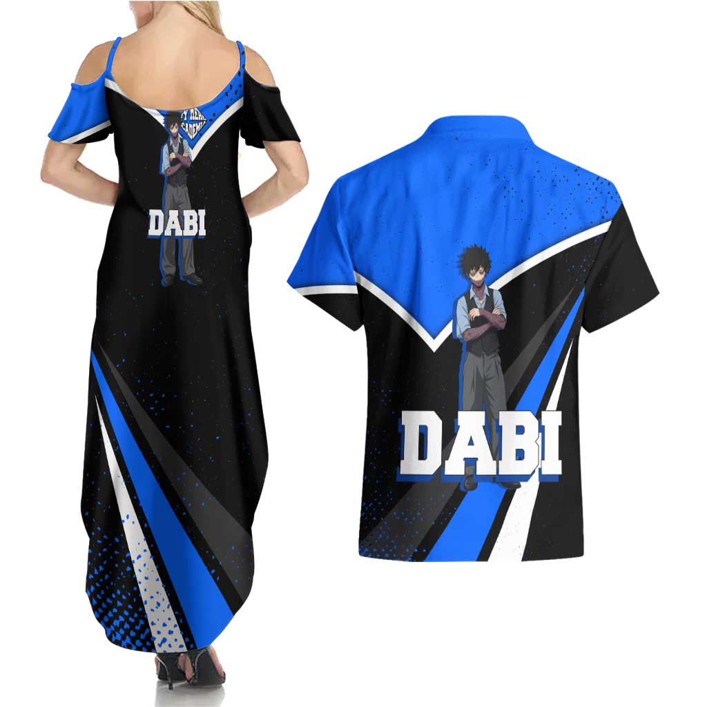 Dabi My Hero Academia Couples Matching Summer Maxi Dress and Hawaiian Shirt Anime Grunge Splatter Graphic Style