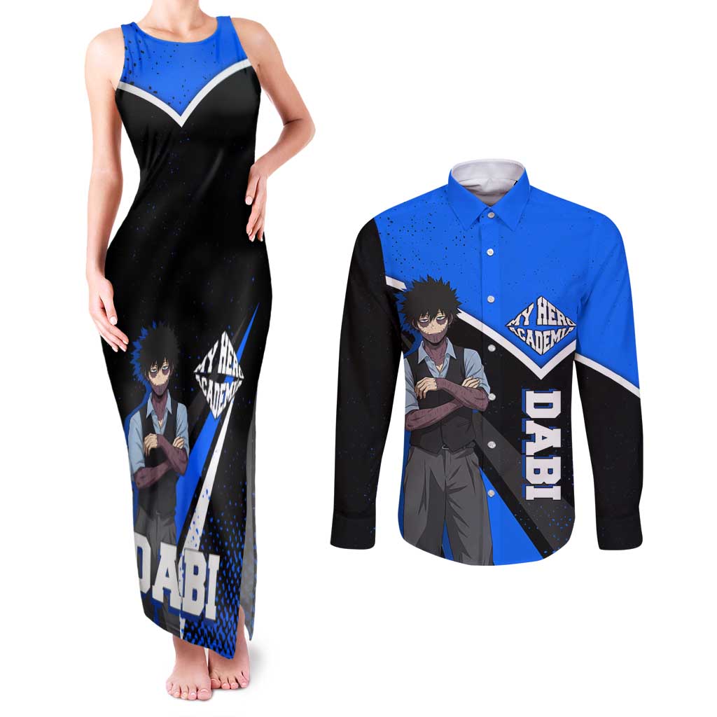 Dabi My Hero Academia Couples Matching Tank Maxi Dress and Long Sleeve Button Shirt Anime Grunge Splatter Graphic Style