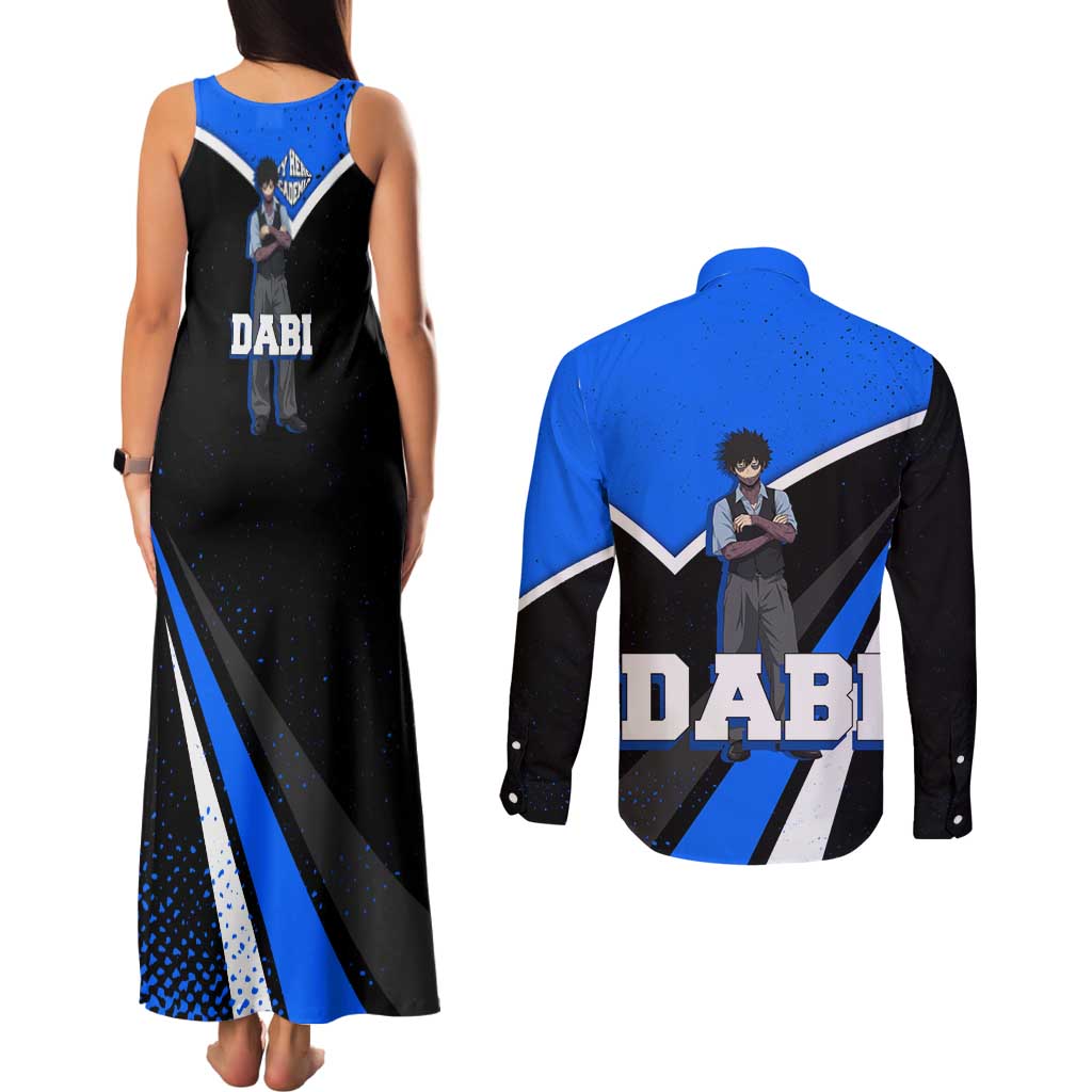 Dabi My Hero Academia Couples Matching Tank Maxi Dress and Long Sleeve Button Shirt Anime Grunge Splatter Graphic Style