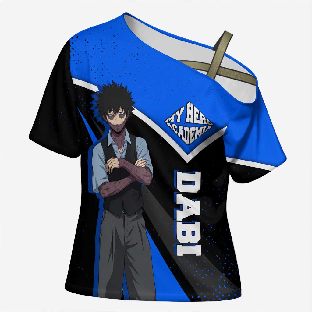 Dabi My Hero Academia Cross Shoulder Shirt Anime Grunge Splatter Graphic Style