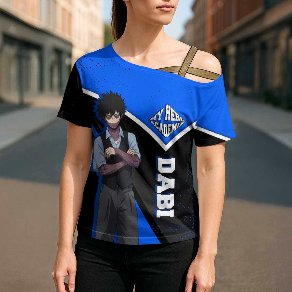 Dabi My Hero Academia Cross Shoulder Shirt Anime Grunge Splatter Graphic Style