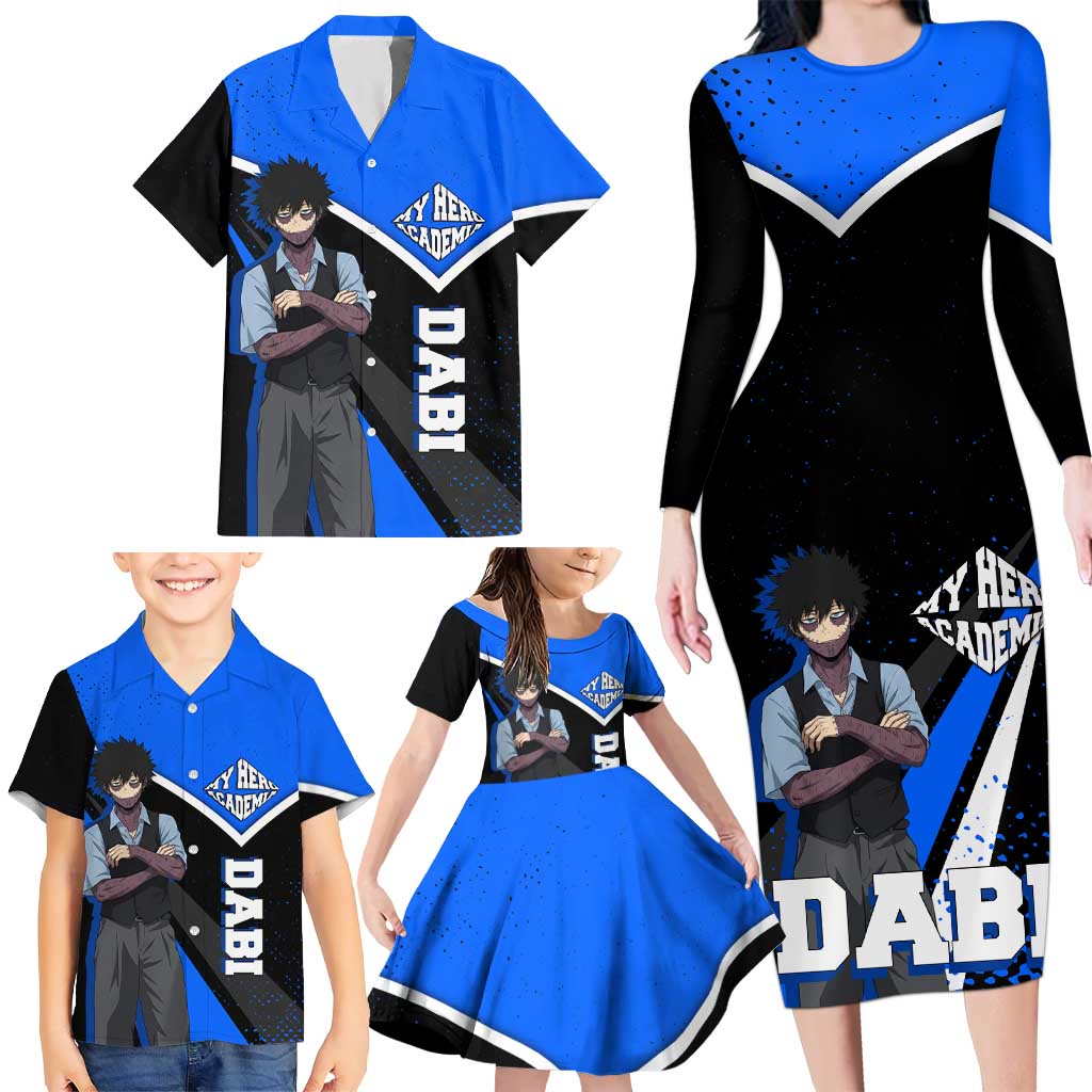 Dabi My Hero Academia Family Matching Long Sleeve Bodycon Dress and Hawaiian Shirt Anime Grunge Splatter Graphic Style