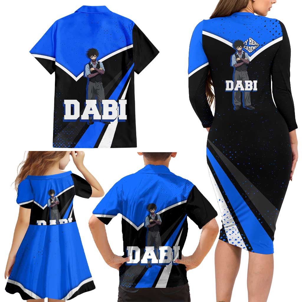 Dabi My Hero Academia Family Matching Long Sleeve Bodycon Dress and Hawaiian Shirt Anime Grunge Splatter Graphic Style