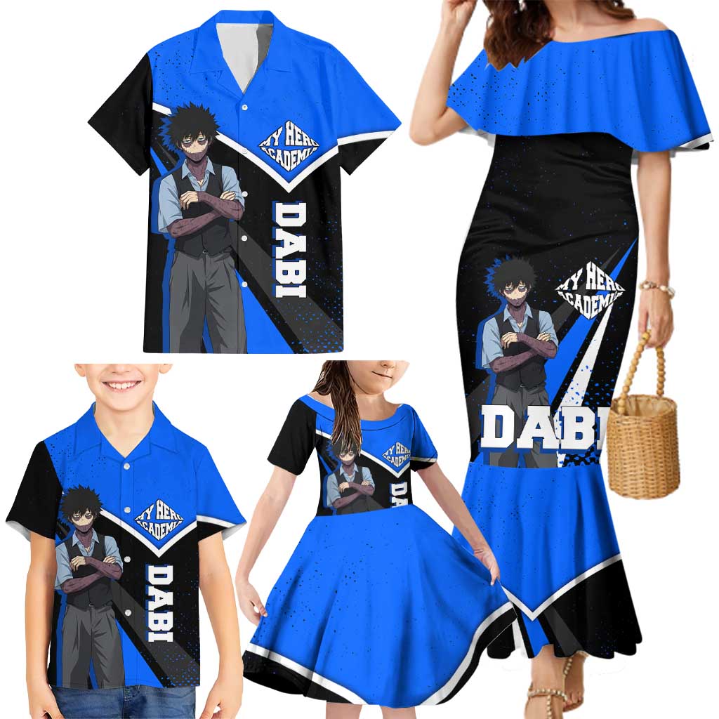 Dabi My Hero Academia Family Matching Mermaid Dress and Hawaiian Shirt Anime Grunge Splatter Graphic Style