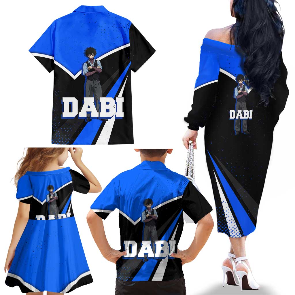 Dabi My Hero Academia Family Matching Off The Shoulder Long Sleeve Dress and Hawaiian Shirt Anime Grunge Splatter Graphic Style