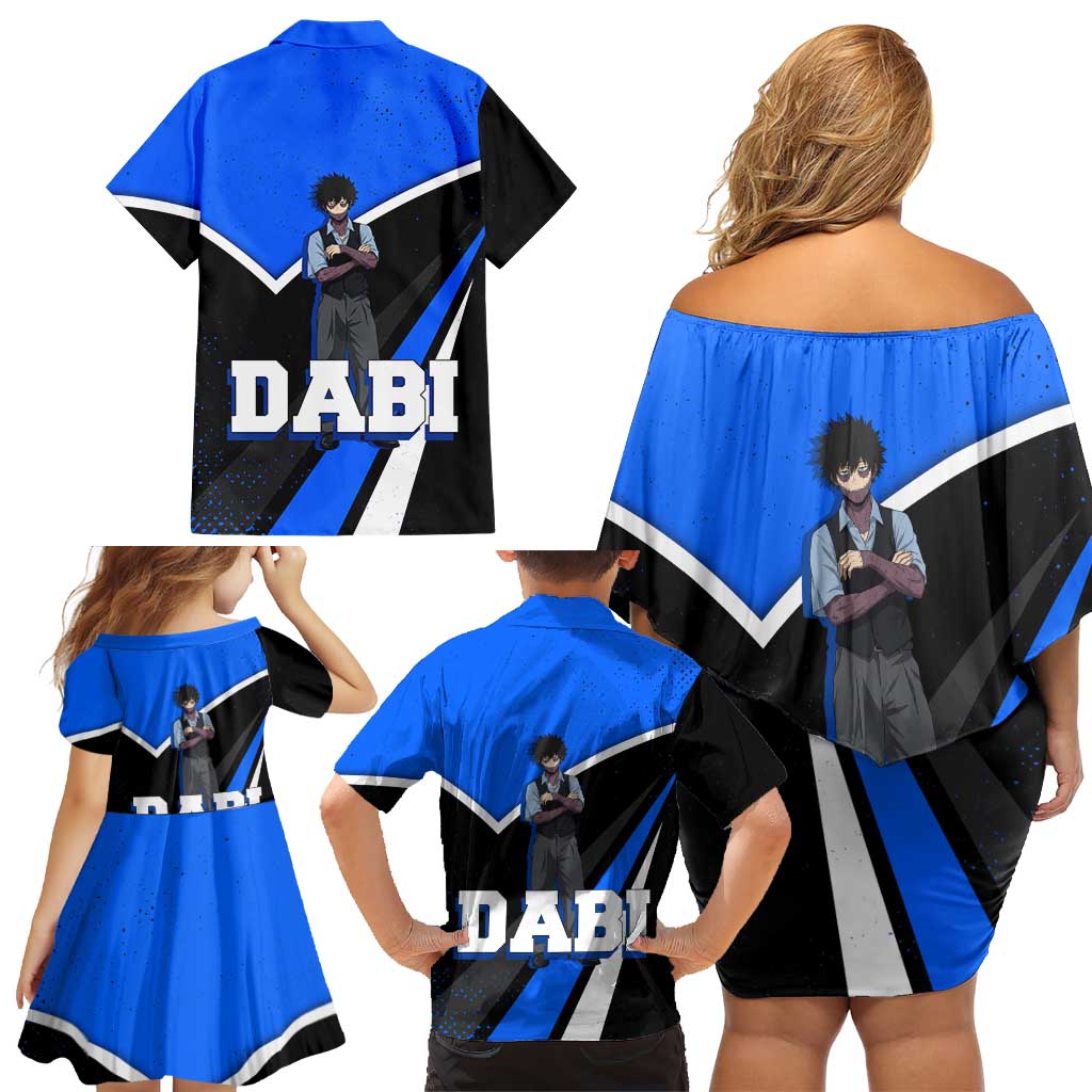 Dabi My Hero Academia Family Matching Off Shoulder Short Dress and Hawaiian Shirt Anime Grunge Splatter Graphic Style