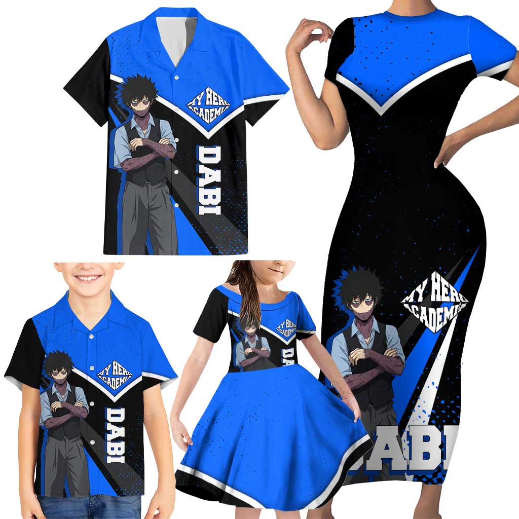 Dabi My Hero Academia Family Matching Short Sleeve Bodycon Dress and Hawaiian Shirt Anime Grunge Splatter Graphic Style