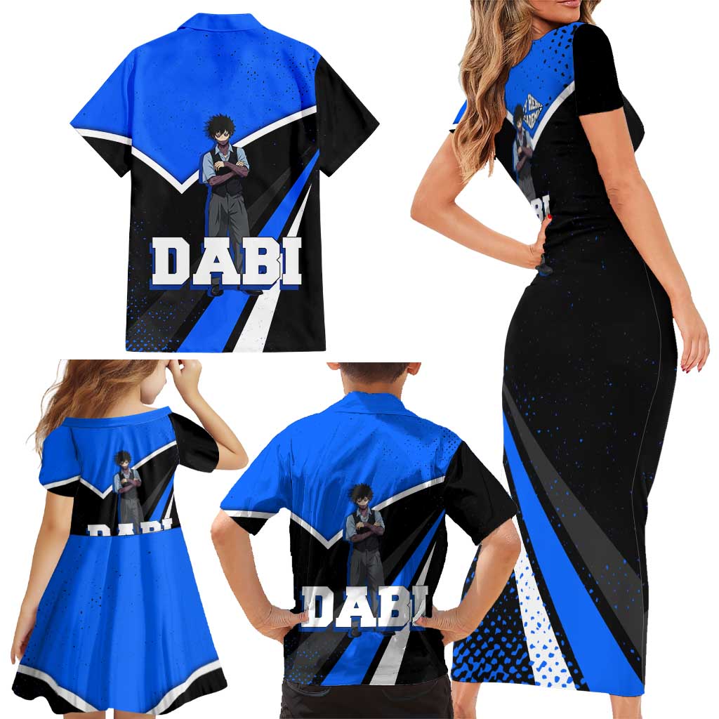 Dabi My Hero Academia Family Matching Short Sleeve Bodycon Dress and Hawaiian Shirt Anime Grunge Splatter Graphic Style