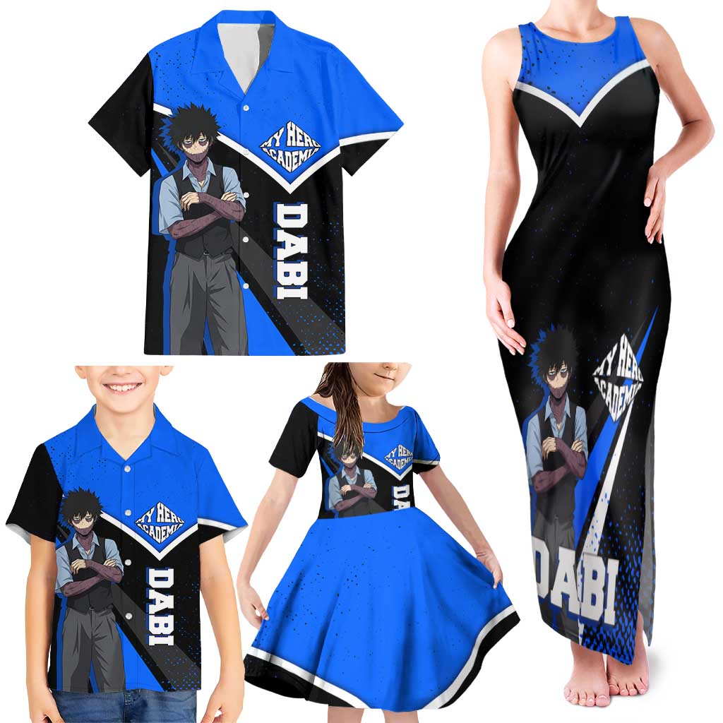 Dabi My Hero Academia Family Matching Tank Maxi Dress and Hawaiian Shirt Anime Grunge Splatter Graphic Style