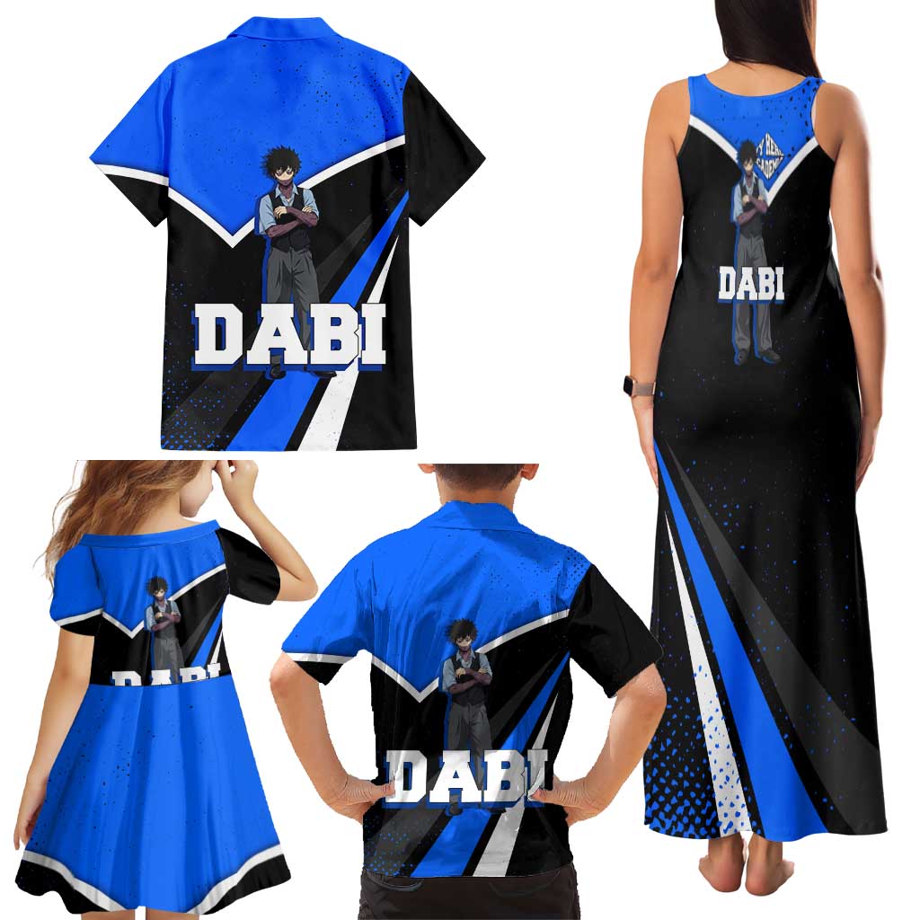 Dabi My Hero Academia Family Matching Tank Maxi Dress and Hawaiian Shirt Anime Grunge Splatter Graphic Style