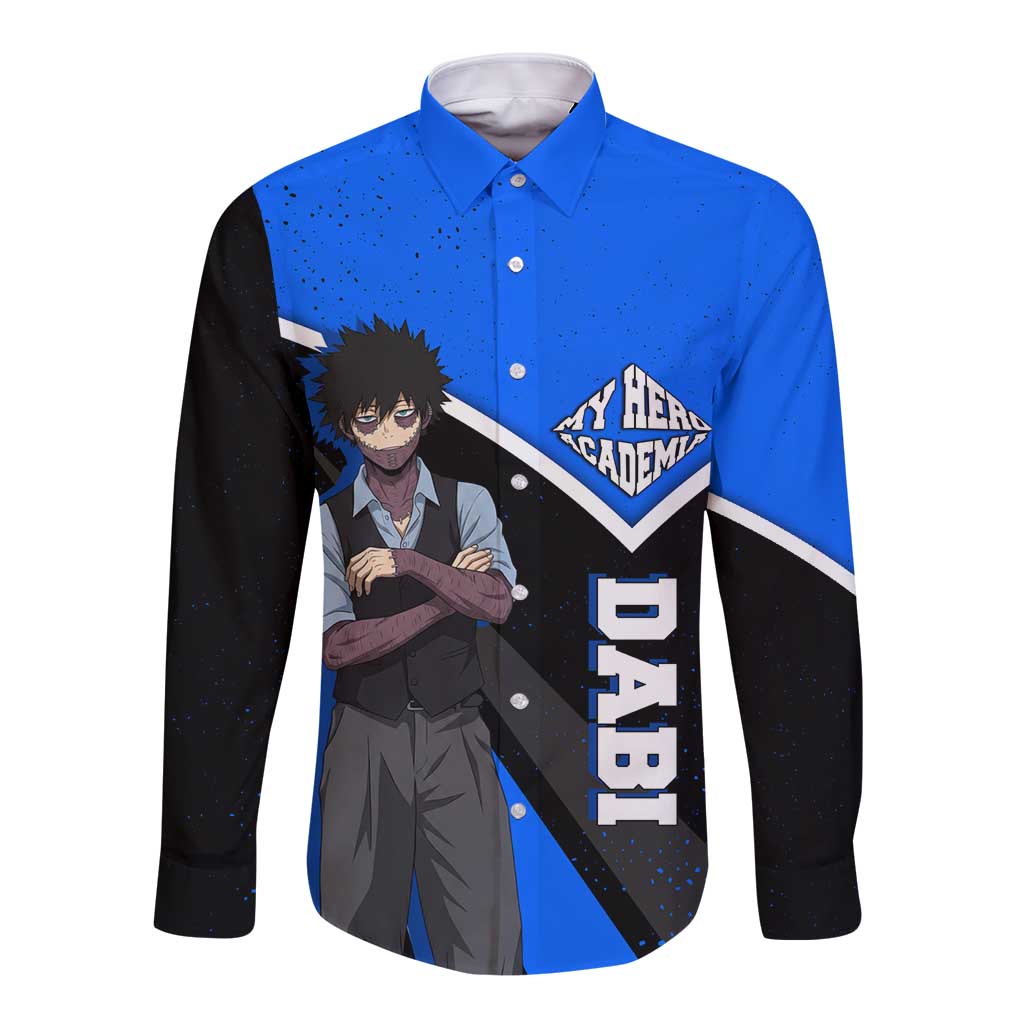 Dabi My Hero Academia Long Sleeve Button Shirt Anime Grunge Splatter Graphic Style