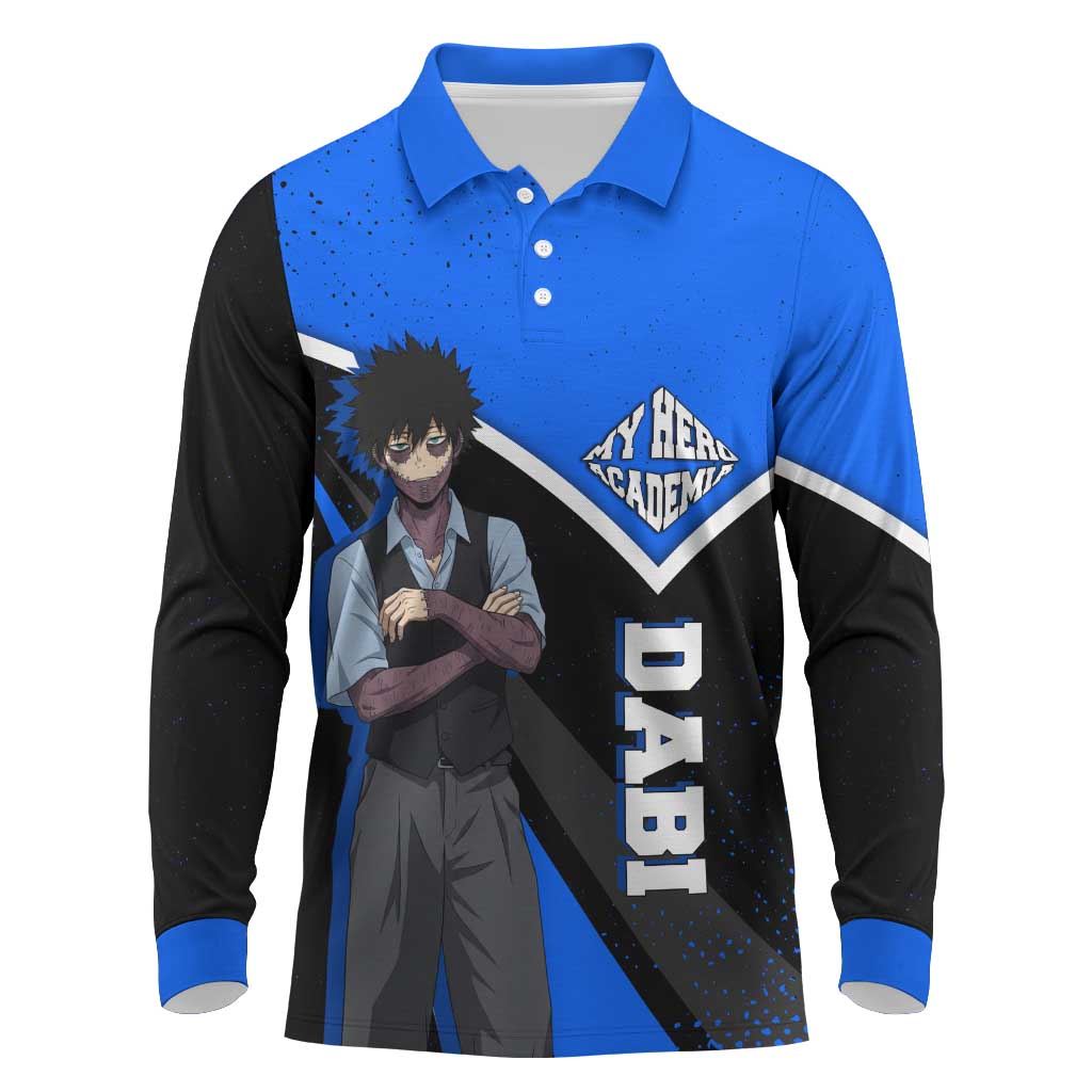 Dabi My Hero Academia Long Sleeve Polo Shirt Anime Grunge Splatter Graphic Style
