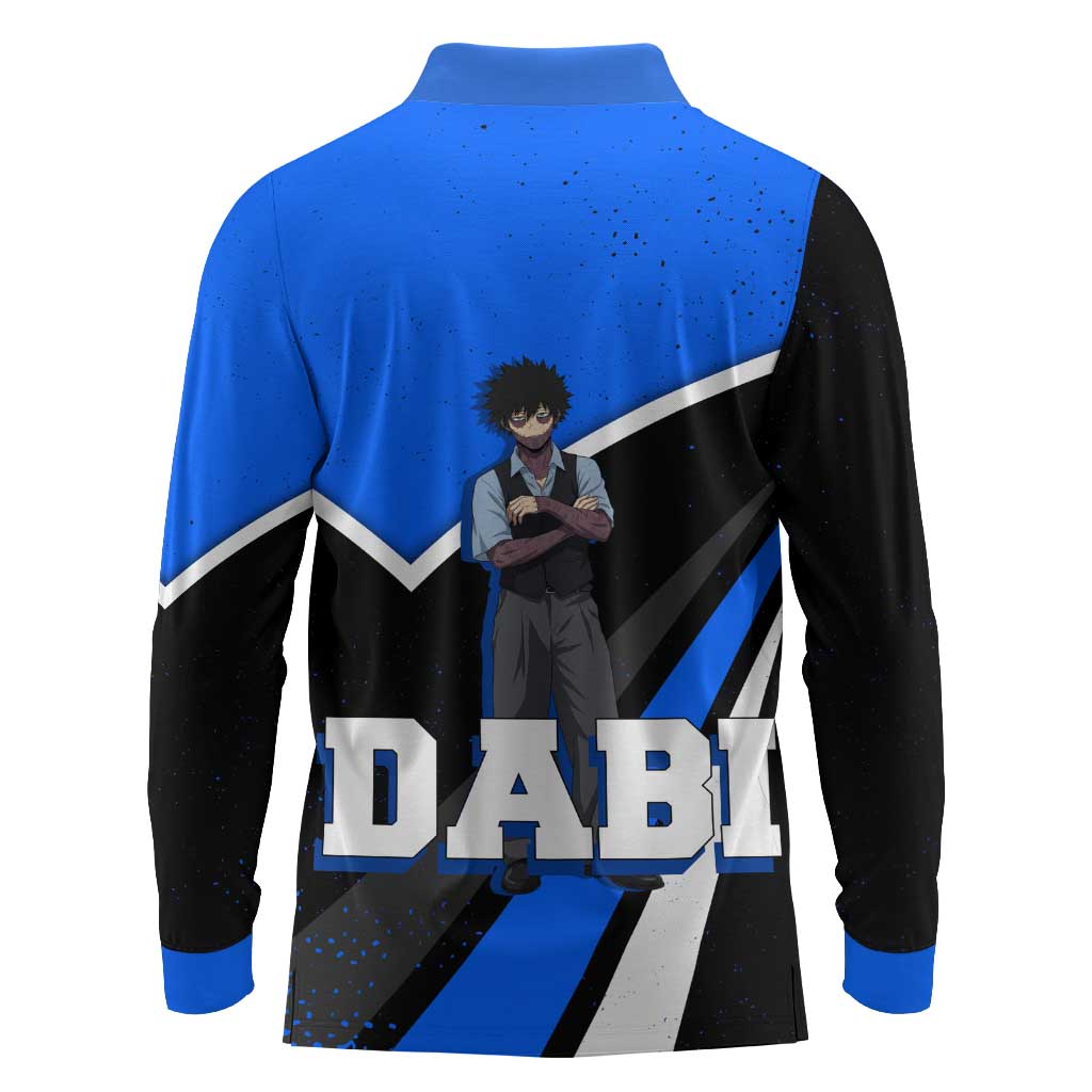 Dabi My Hero Academia Long Sleeve Polo Shirt Anime Grunge Splatter Graphic Style
