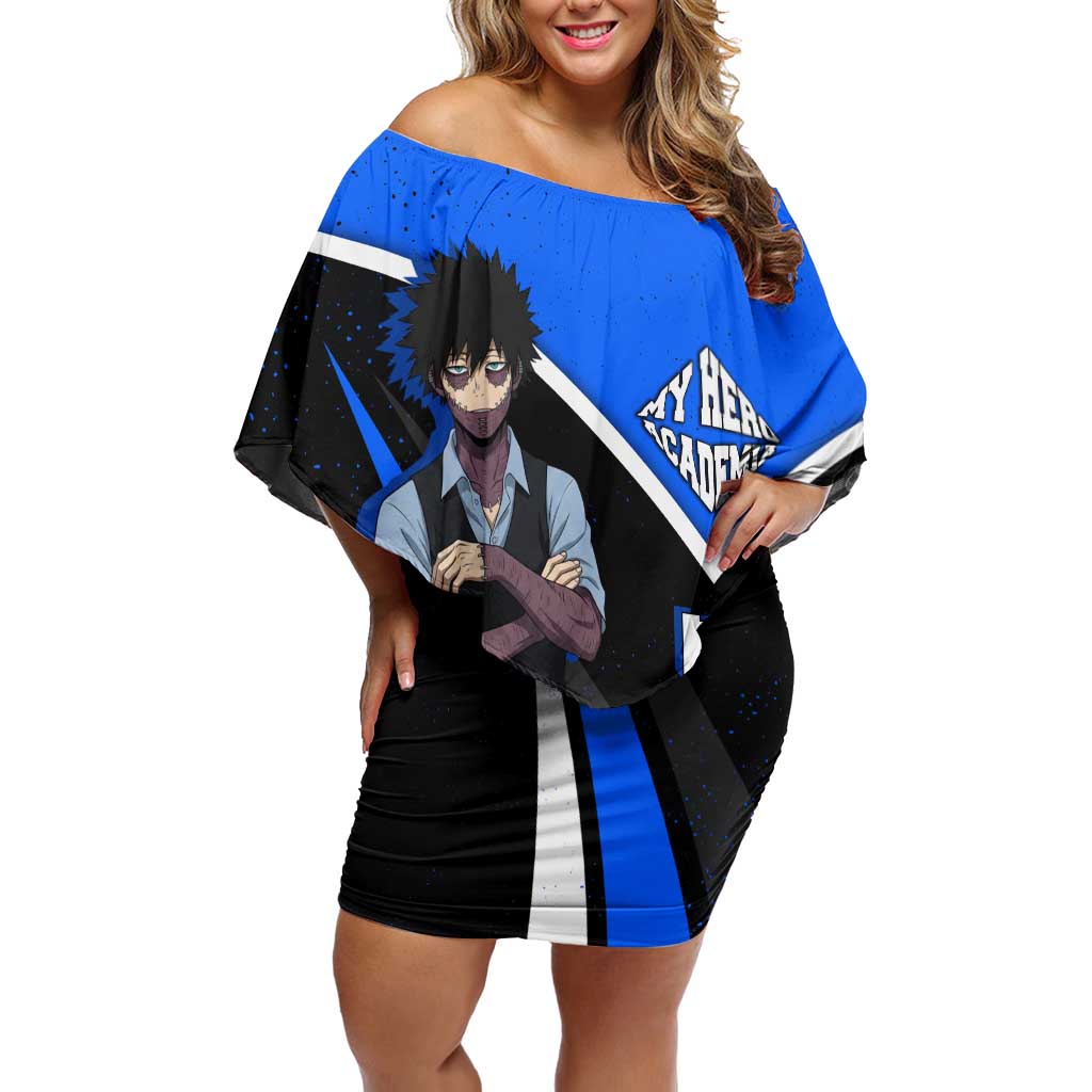 Dabi My Hero Academia Off Shoulder Short Dress Anime Grunge Splatter Graphic Style