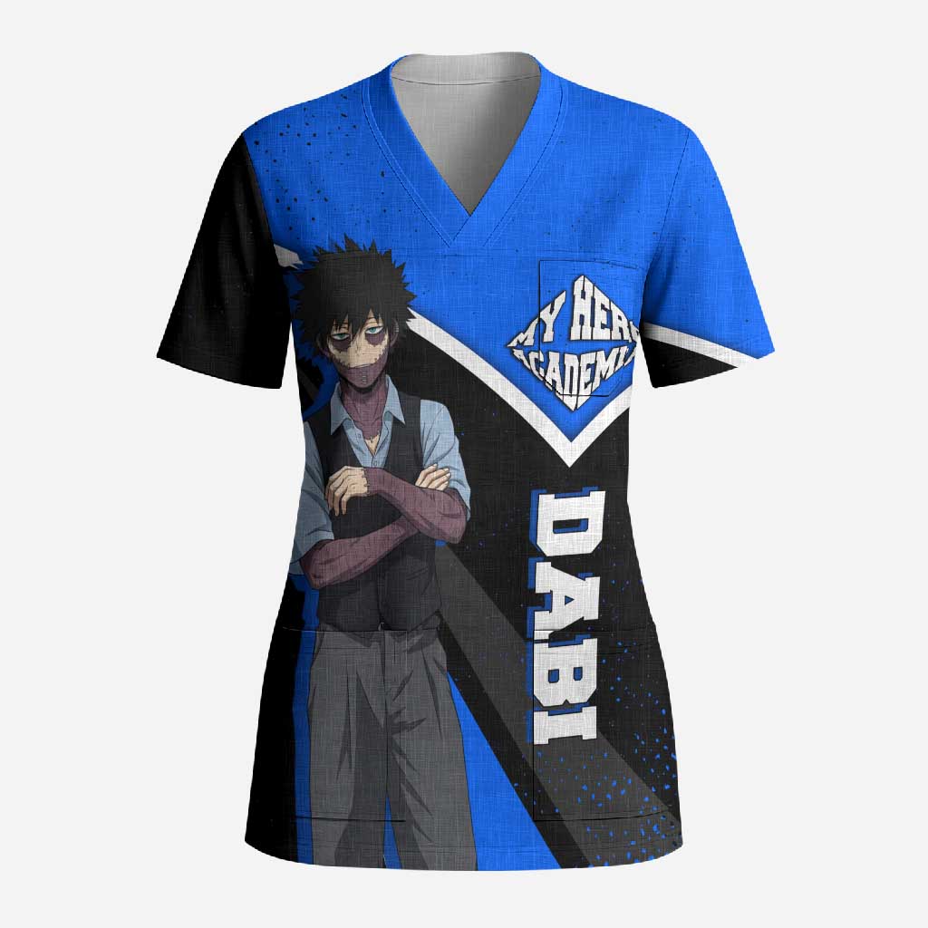 Dabi My Hero Academia Scrub Top Anime Grunge Splatter Graphic Style