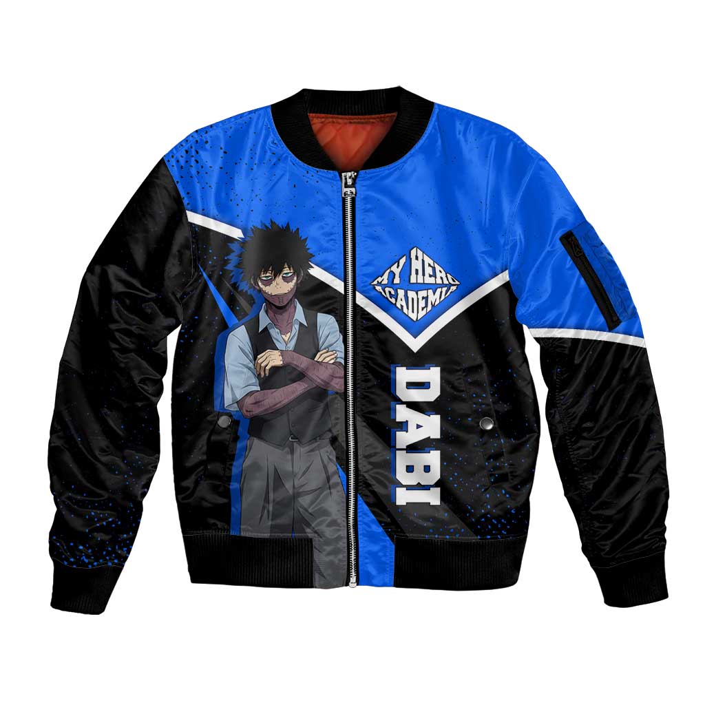 Dabi My Hero Academia Sleeve Zip Bomber Jacket Anime Grunge Splatter Graphic Style