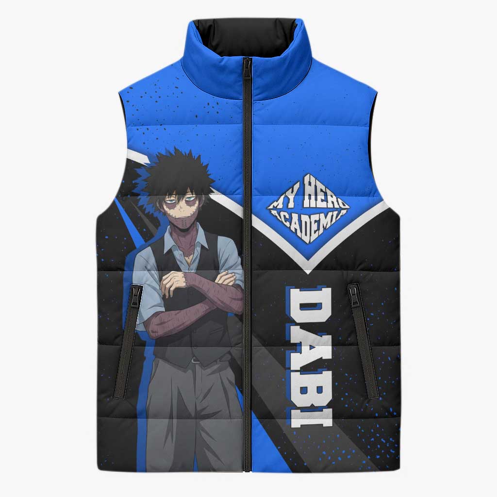 Dabi My Hero Academia Sleeveless Puffer Jacket Anime Grunge Splatter Graphic Style