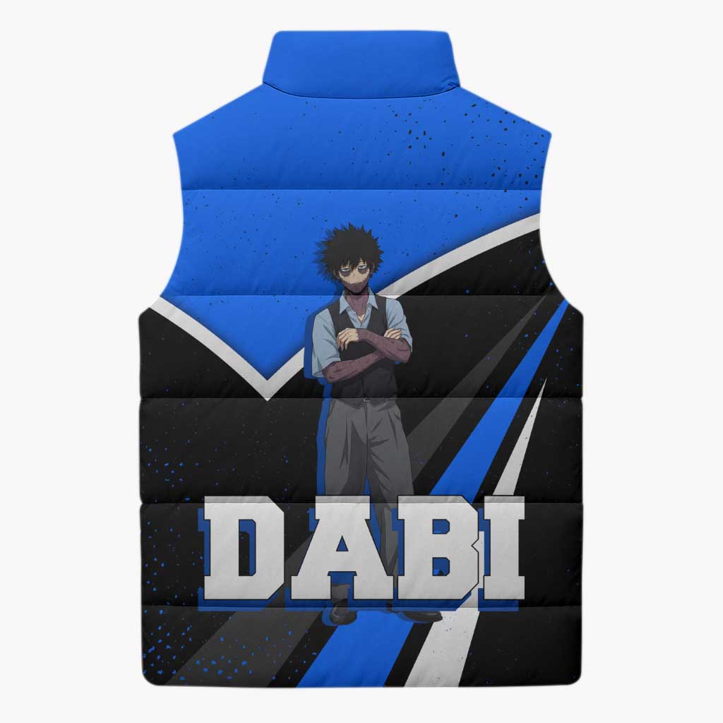 Dabi My Hero Academia Sleeveless Puffer Jacket Anime Grunge Splatter Graphic Style