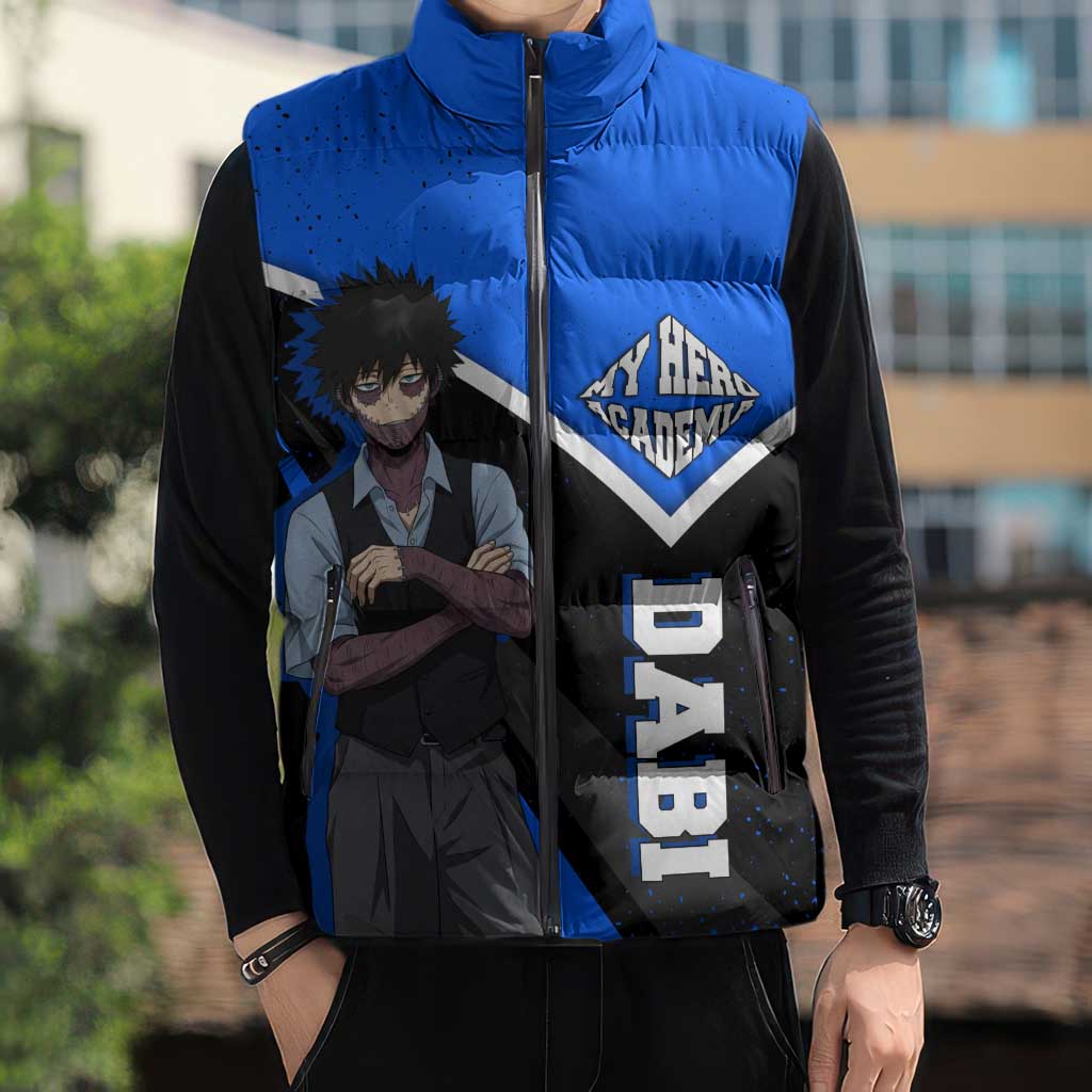 Dabi My Hero Academia Sleeveless Puffer Jacket Anime Grunge Splatter Graphic Style