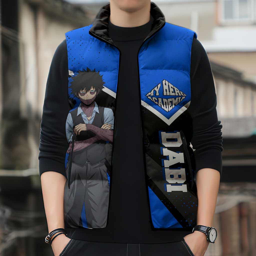 Dabi My Hero Academia Sleeveless Puffer Jacket Anime Grunge Splatter Graphic Style