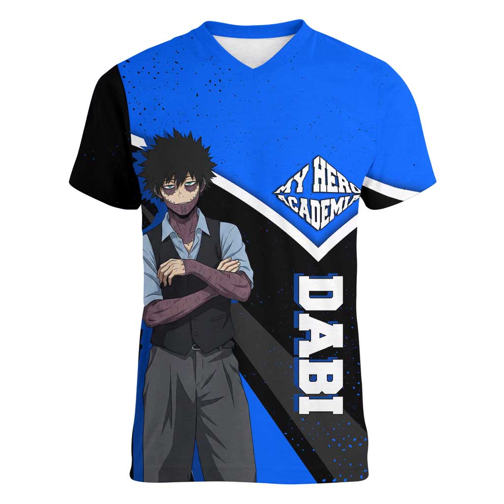 Dabi My Hero Academia Women V-Neck T-Shirt Anime Grunge Splatter Graphic Style