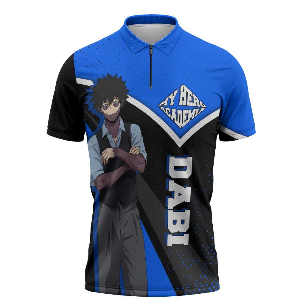 Dabi My Hero Academia Zipper Polo Shirt Anime Grunge Splatter Graphic Style